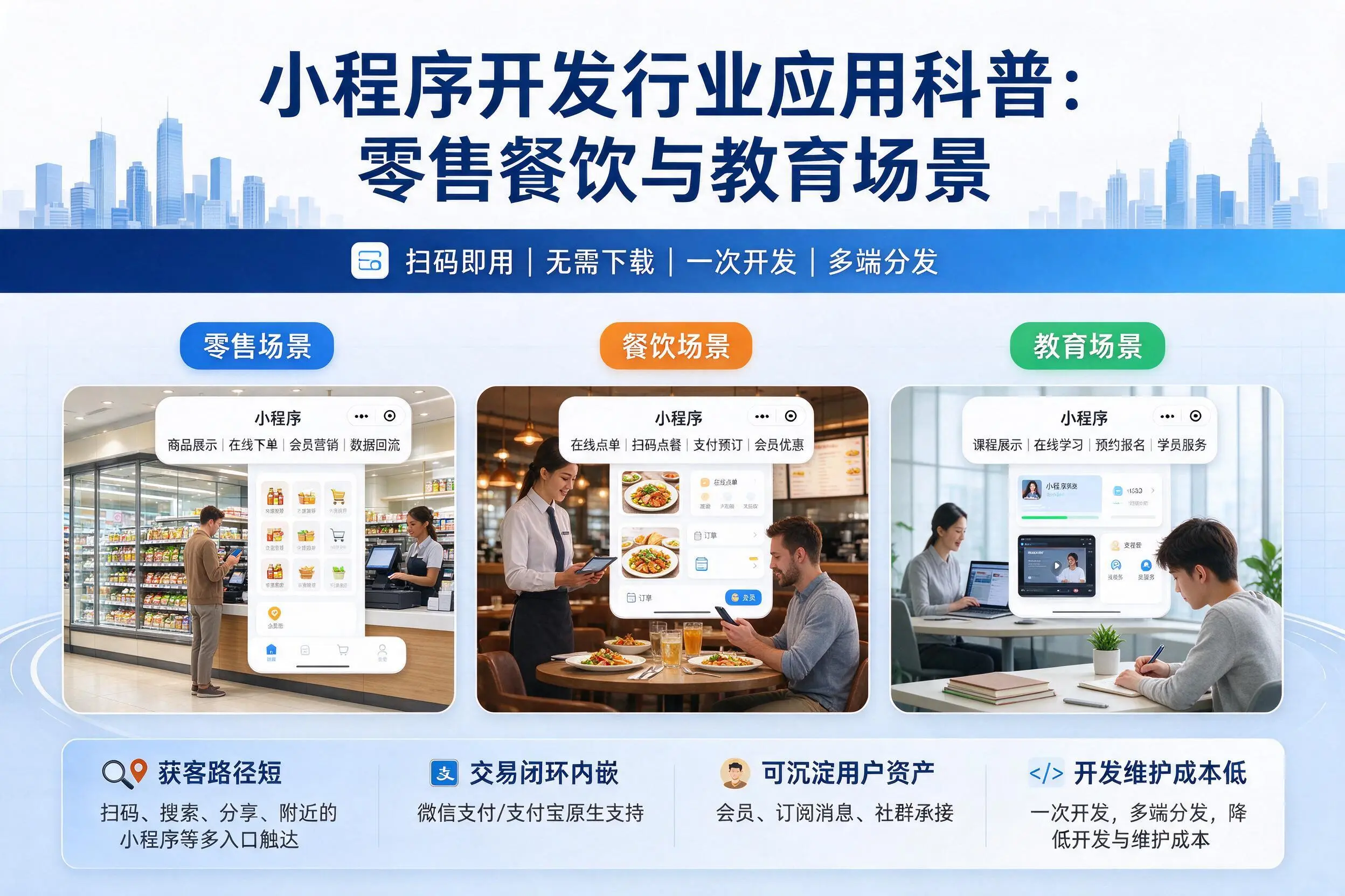 铁门关小程序开发行业应用科普:零售餐饮与教育场景