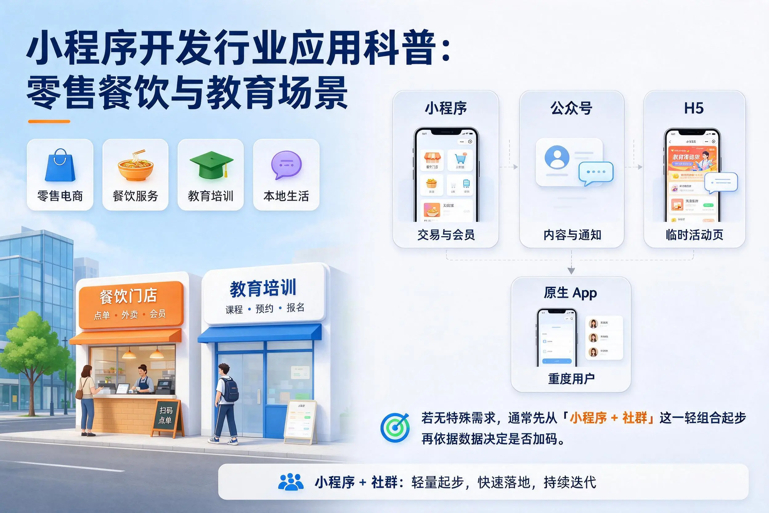 铁门关小程序开发行业应用科普:零售餐饮与教育场景
