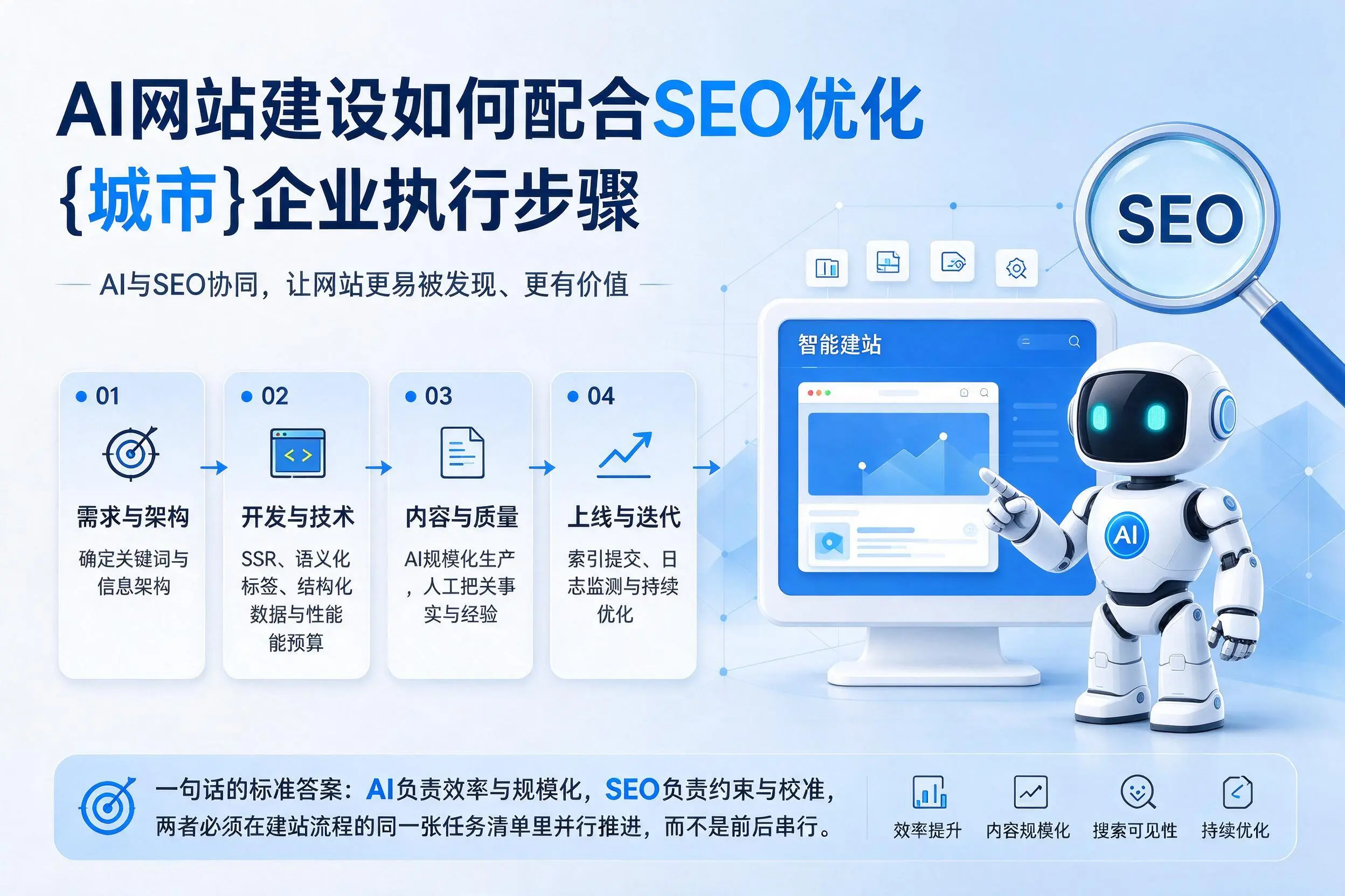 AI网站建设如何配合SEO优化，铁门关企业执行步骤