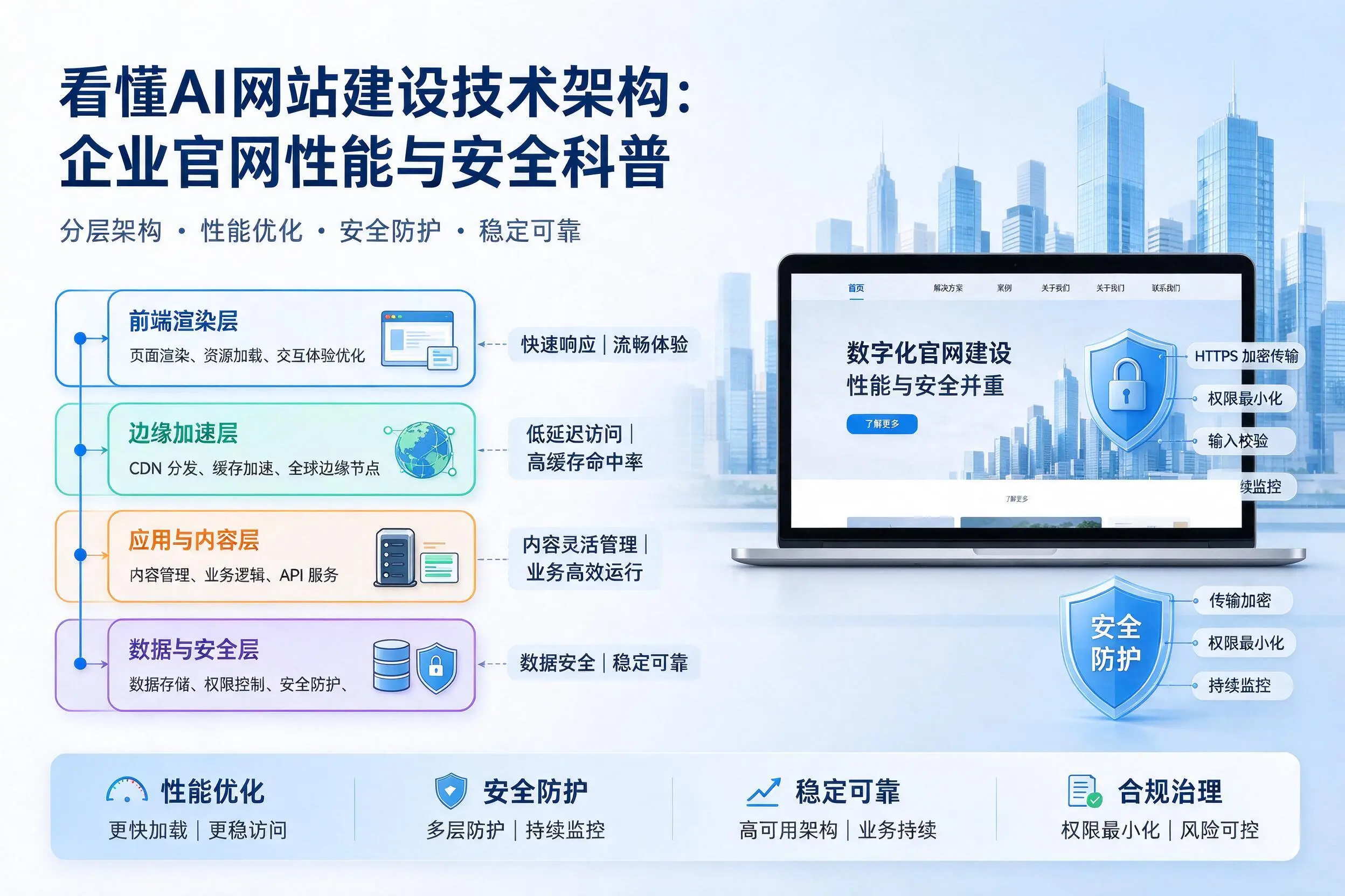 看懂AI网站建设技术架构：铁门关企业官网性能与安全科普