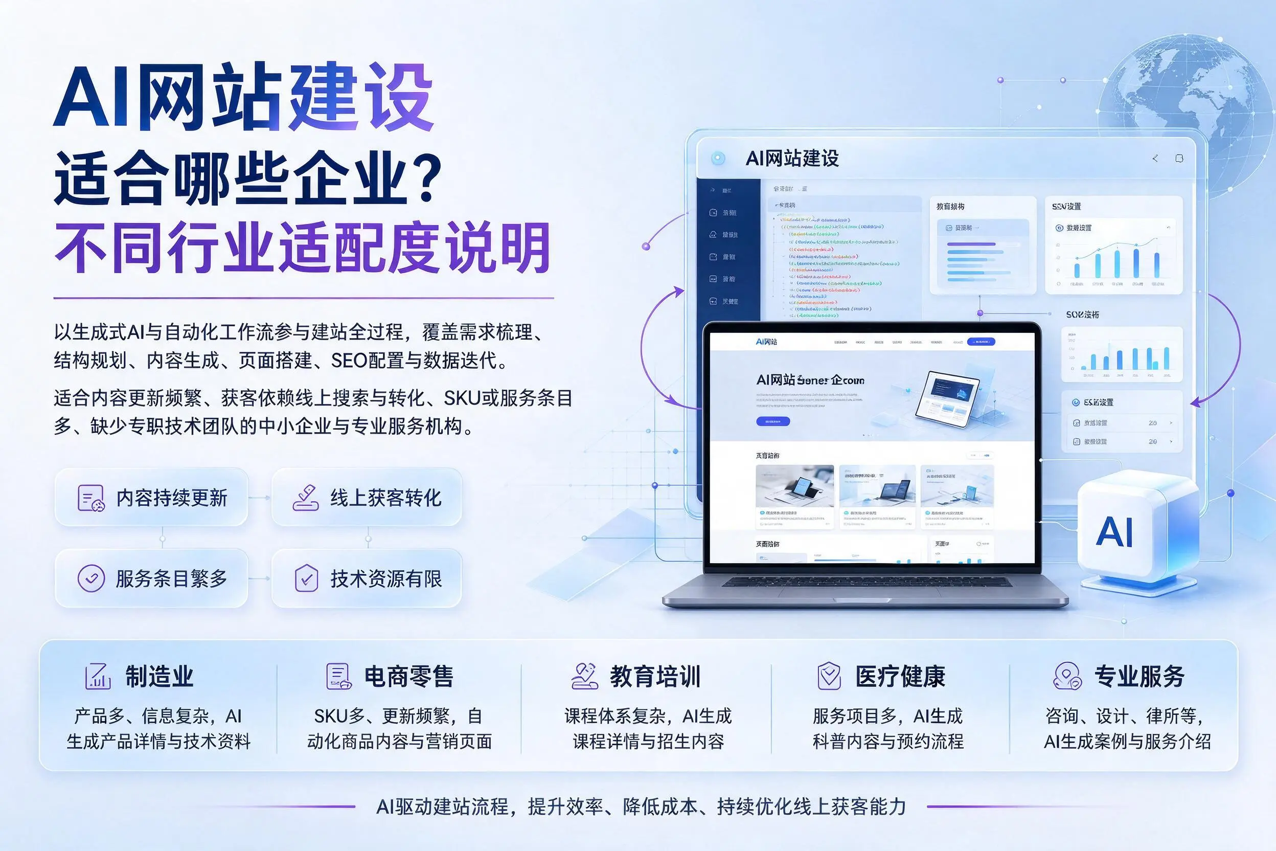 AI网站建设适合哪些企业？铁门关不同行业适配度说明
